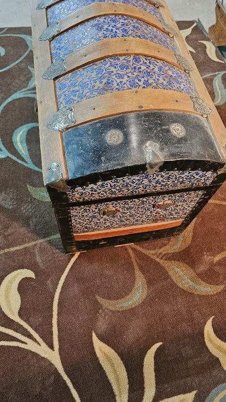 Victorian Steamer Humpback Storage Antique Trunk