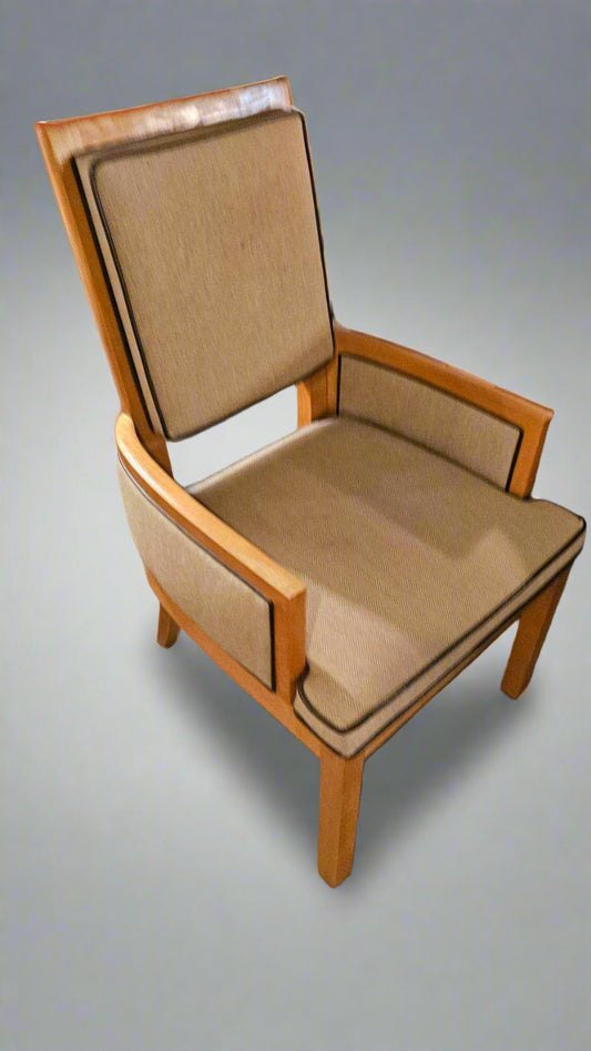 Wooden Desk Chair with Upholstered Seat  – Mid-Century Stanley Office Chair