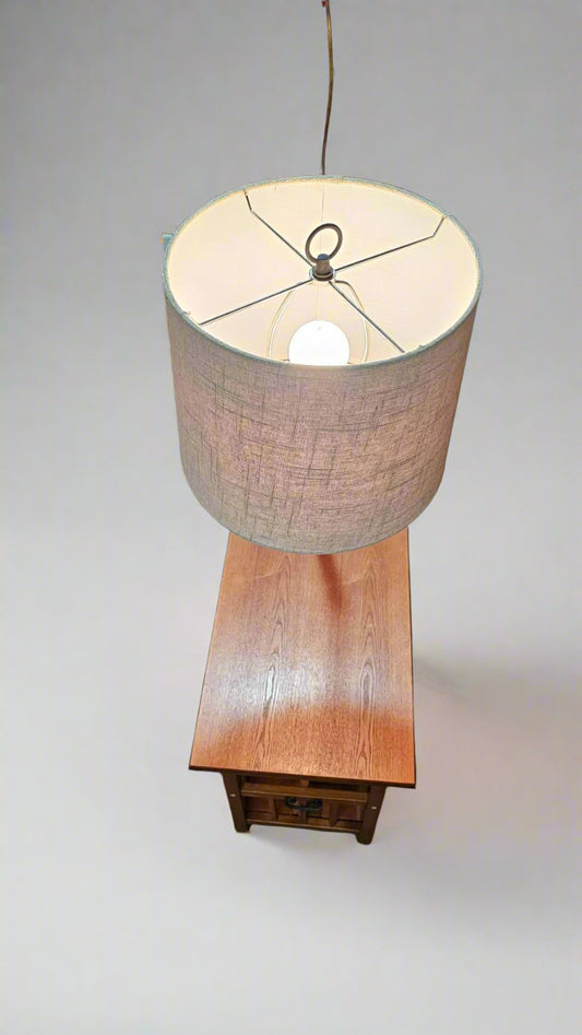 Pole Lamp with Magazine Rack Table – Vintage Combo Light & Side Table