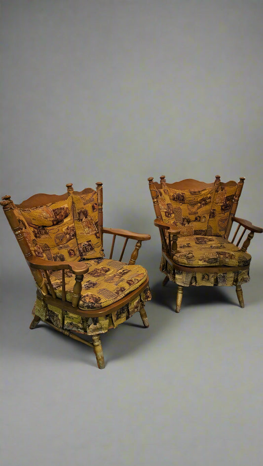 Rocking Chairs – Pair of Amish Wooden Spring Handcrafted Porch or Indoor Rockers