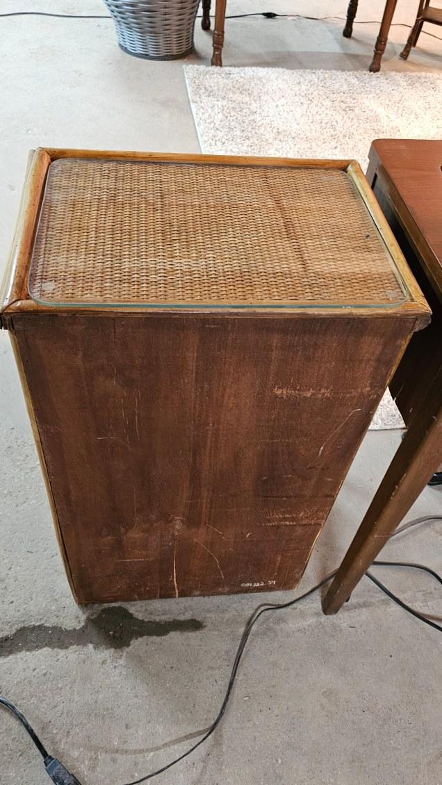 Bamboo Rattan Side Table – Mid-Century Boho Accent Table
