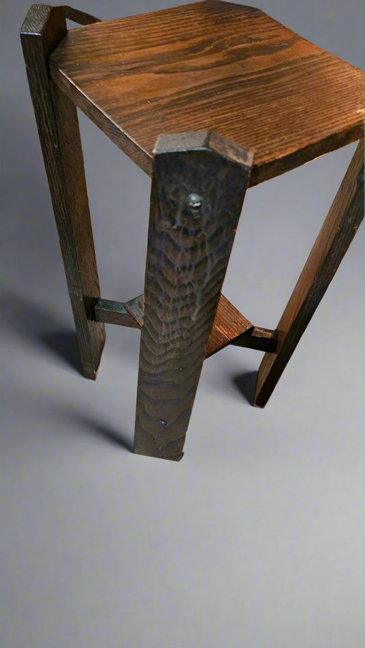 Arts & Crafts Vintage Table Stand – Early 20th Century Wooden Accent Table