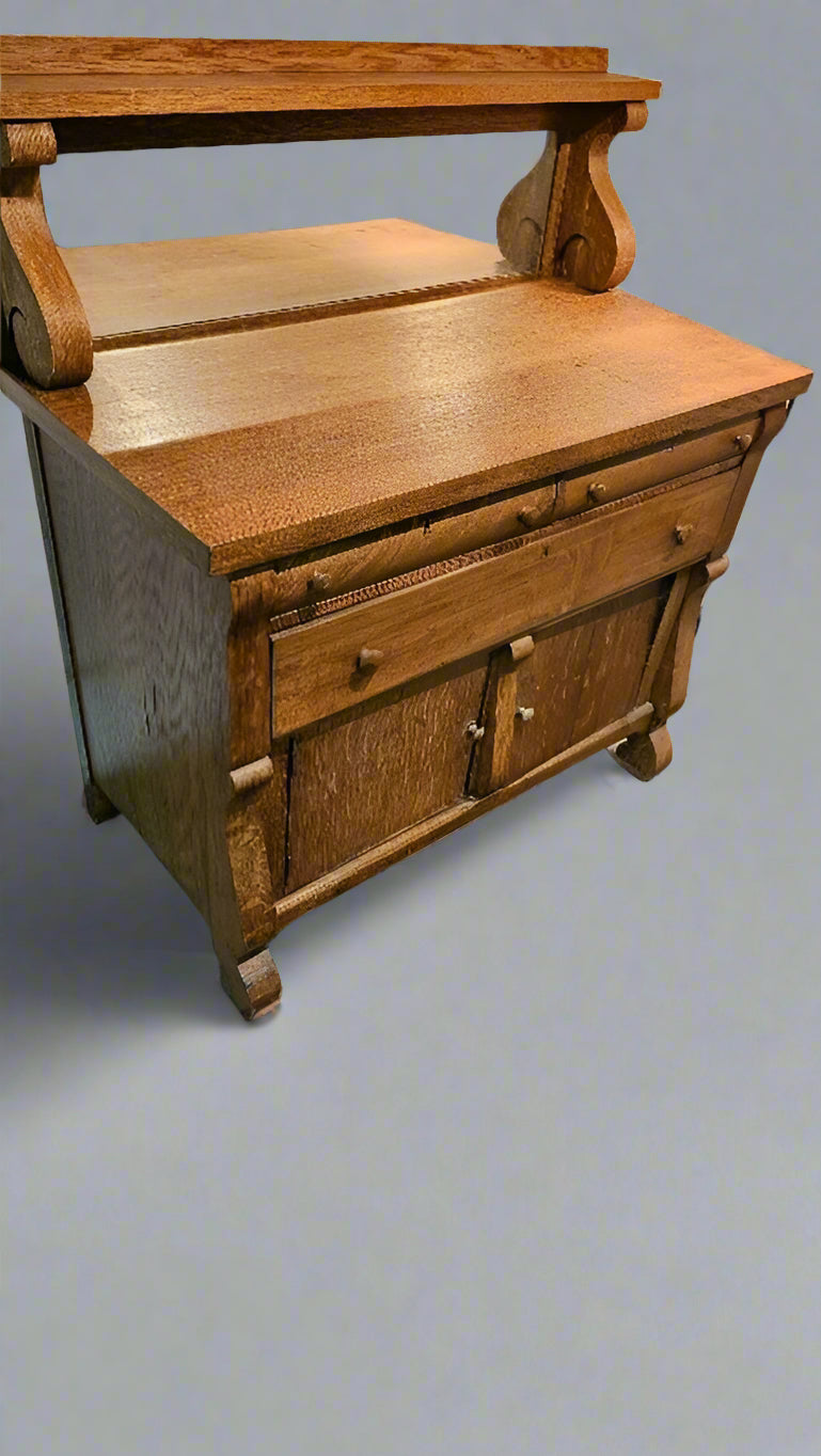 Buffet with Mirror – 19th Century Sideboard Cabinet Empire Tiger Wood