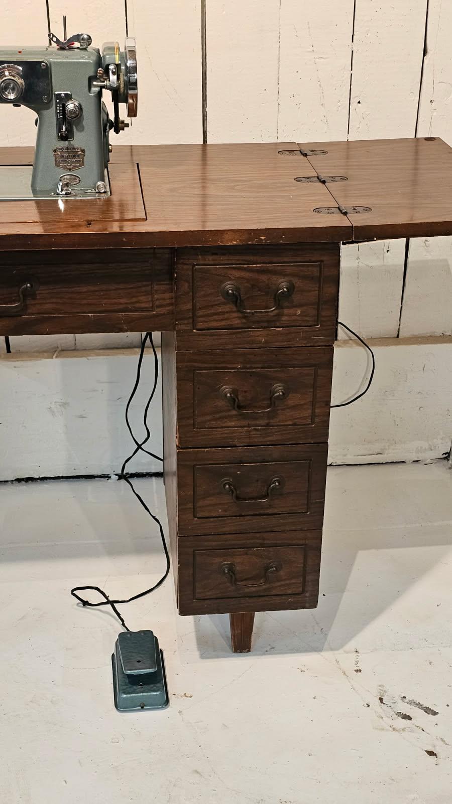 1950s Japanese Sewing Machine and Desk (Replication of Singer Style)