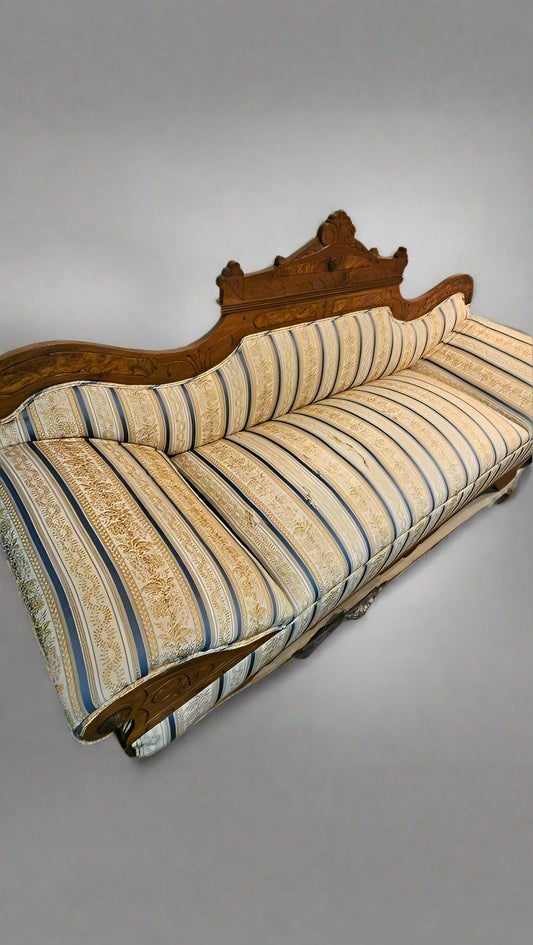 Couch – 19th Century Swedish Wooden Sofa with Upholstery