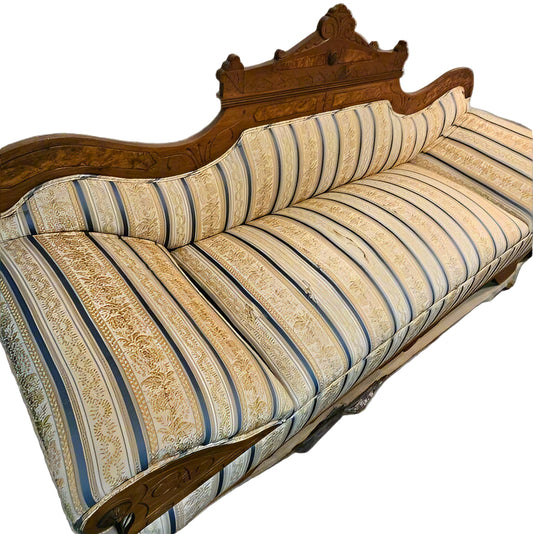 Couch – 19th Century Swedish Wooden Sofa with Upholstery