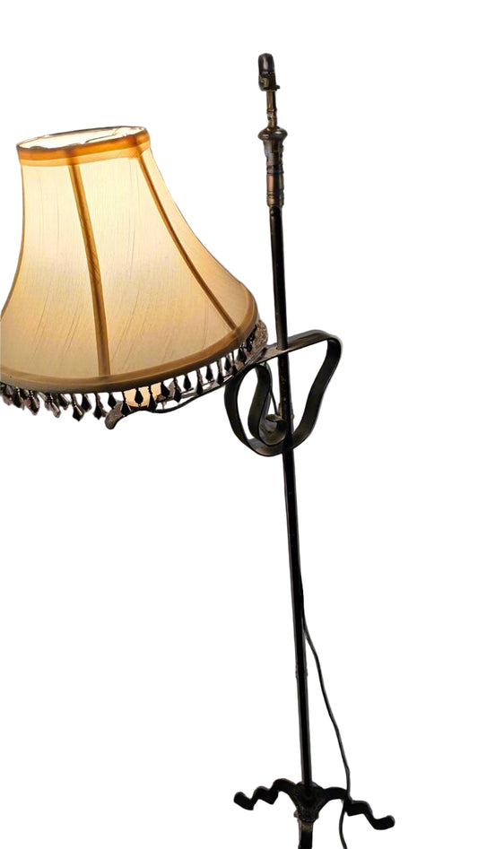 Floor Lamp – Hand-Forged Mid-Century Standing Light with Ornate Detailing