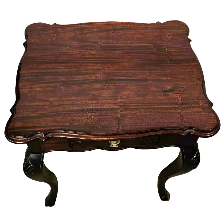 Accent Tables with Drawer – Pair of Scalloped-Top Wooden Side Tables