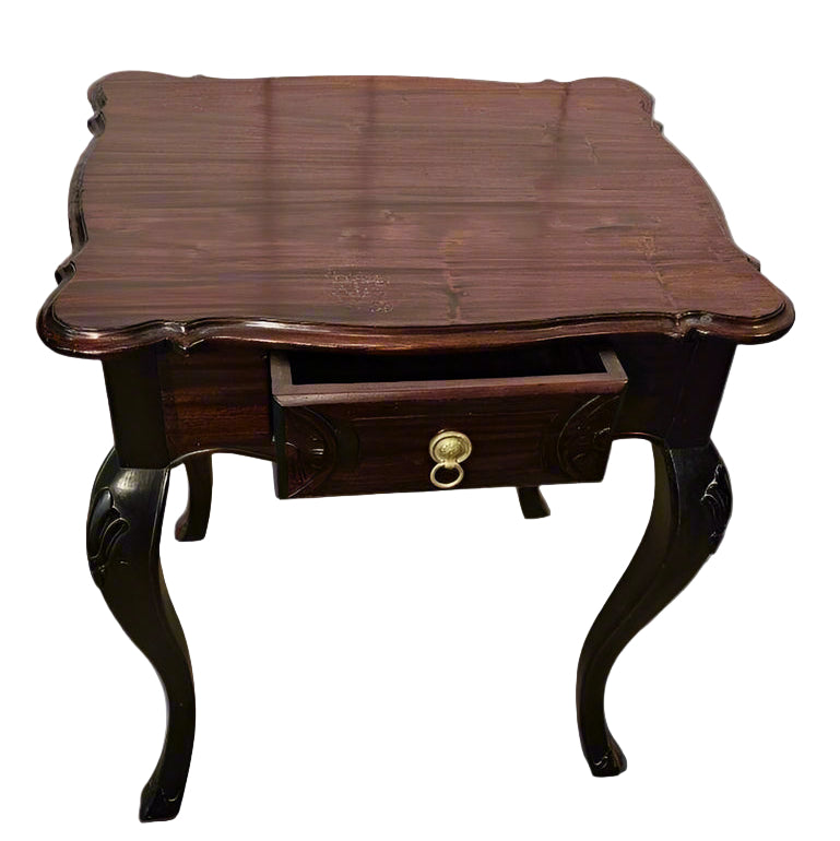 Accent Tables with Drawer – Pair of Scalloped-Top Wooden Side Tables