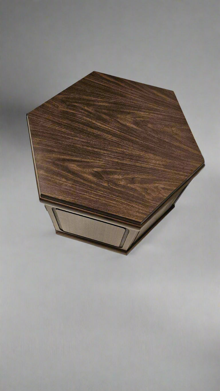 Side Table with Storage – Mid-Century Wooden Octagon End Table