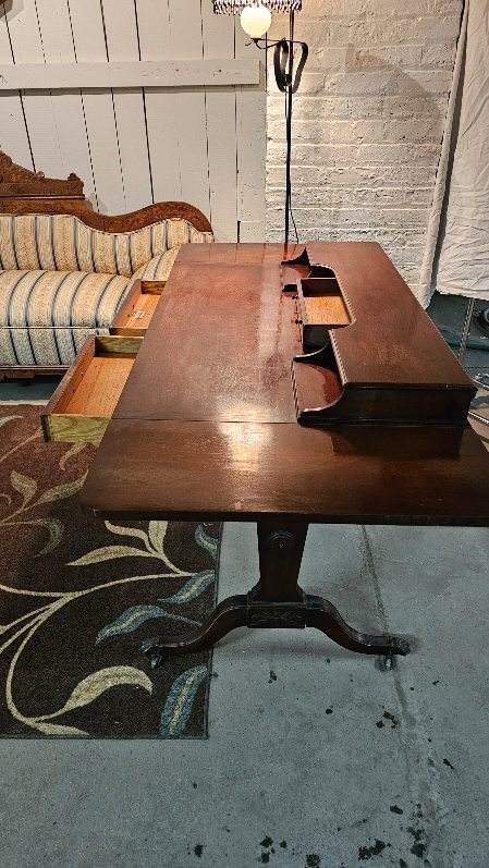Writing Desk – Vintage Mahogany Drop-Leaf Sides with Storage Drawer