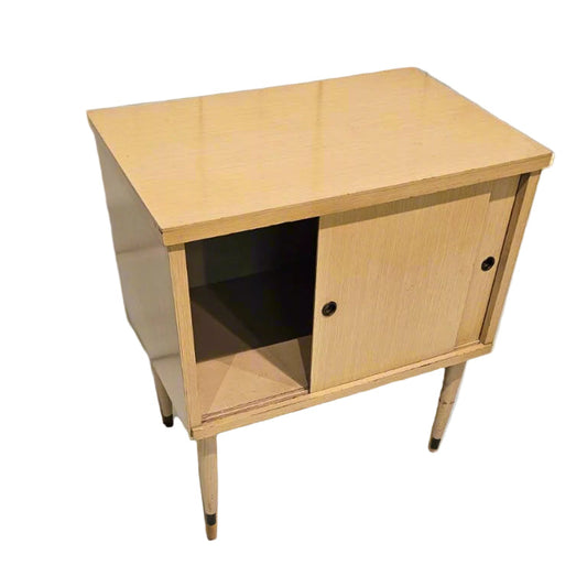 Mid-Century Sliding Door Storage Cabinet – Vintage Wooden Credenza or Media Console”