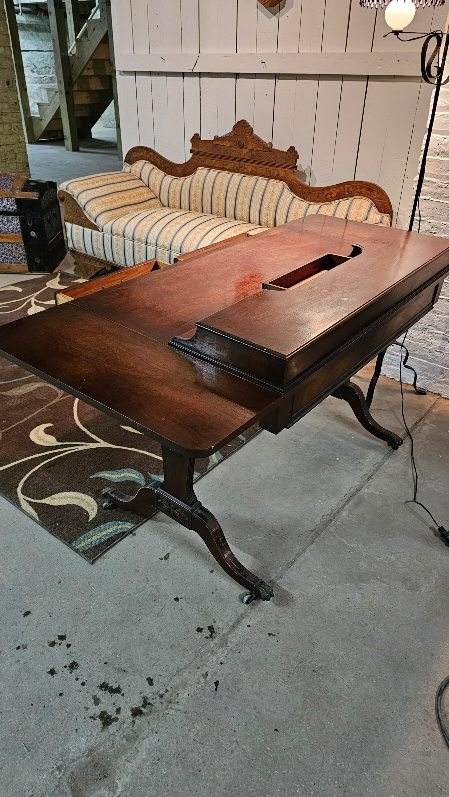 Mahogany Drop Leaf Sides Vintage Writing Desk