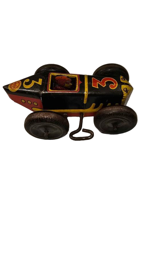 1940s Marx Toy Racer – Vintage Wind-Up Tin Car Collectible with Original Paint