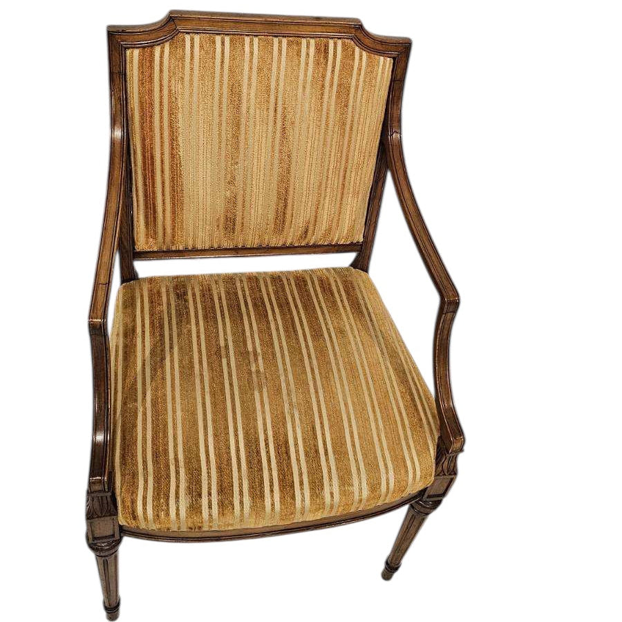 Wooden Armchair – Mustard Yellow Vinyl Upholstery