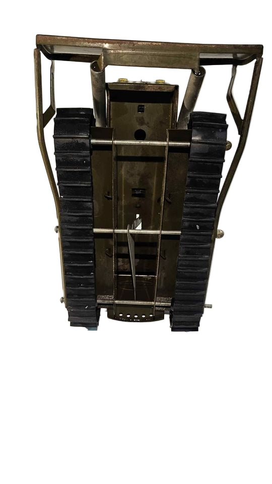 1960s Tonka Army Green Bulldozer – Vintage Pressed Steel Toy with Working Treads