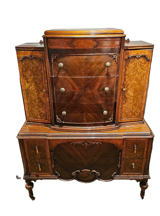 Waterfall Vanity Cabinet | Burled Walnut & Mahogany Veneer