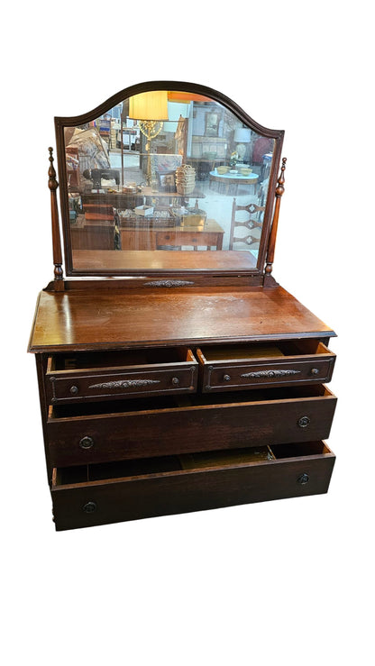 Dresser with Mirror | Solid Wood Vanity with Turned Details