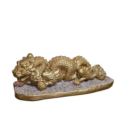 Golden Dragon Sculpture on Crystal Base
