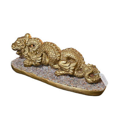 Golden Dragon Sculpture on Crystal Base