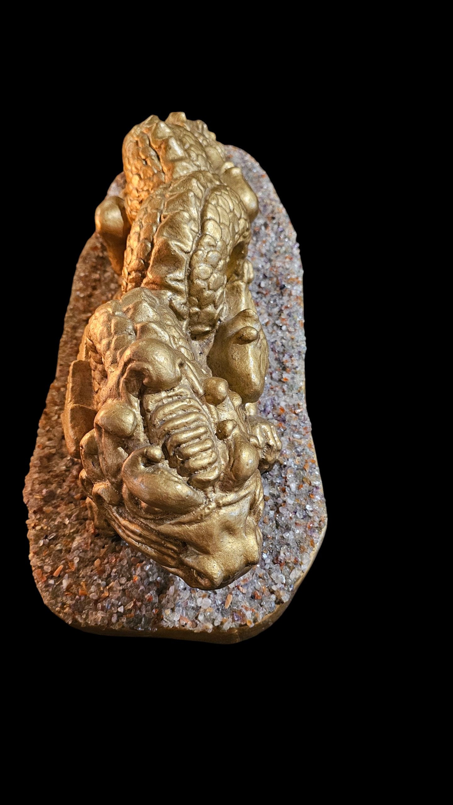 Golden Dragon Sculpture on Crystal Base