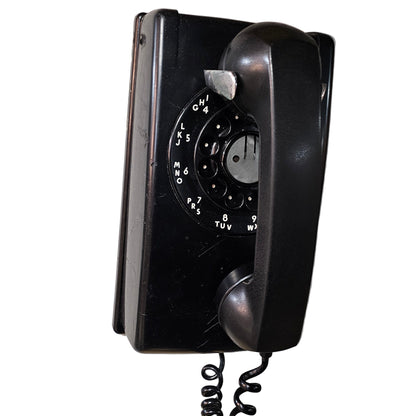 Black Wall-Mounted Rotary Telephone — Industrial Mid-Century Icon