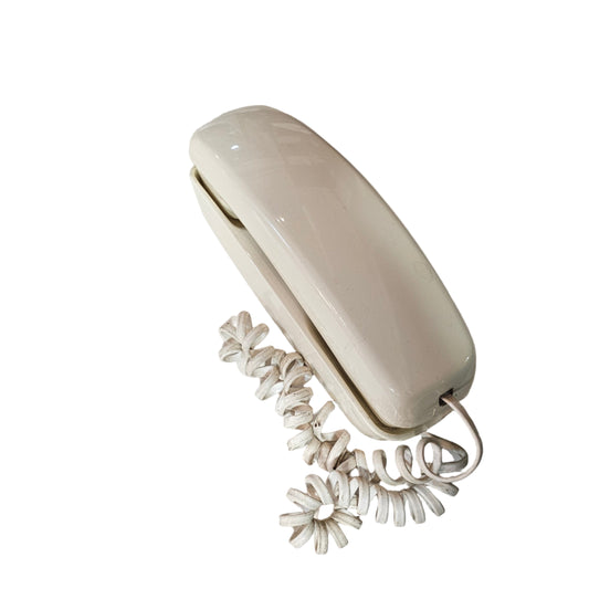 Ivory Slimline Telephone — Clean 80s/90s Minimalist Retro