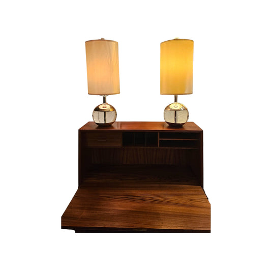 Table Lamp – Mid-Century Modern Orb Base with Drum Shade (1960s–1970s)