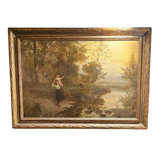 Landscape Painting by Sir Alfred East – Framed 19th-Century Oil on Canvas”