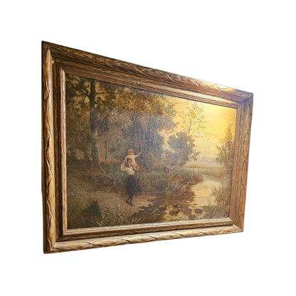 Landscape Painting by Sir Alfred East – Framed 19th-Century Oil on Canvas”