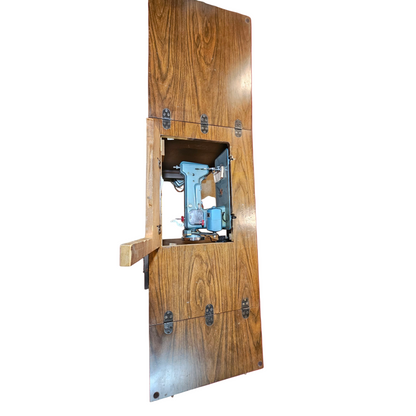 National Sewing Machine + Full Wood Cabinet (Blue Enamel)