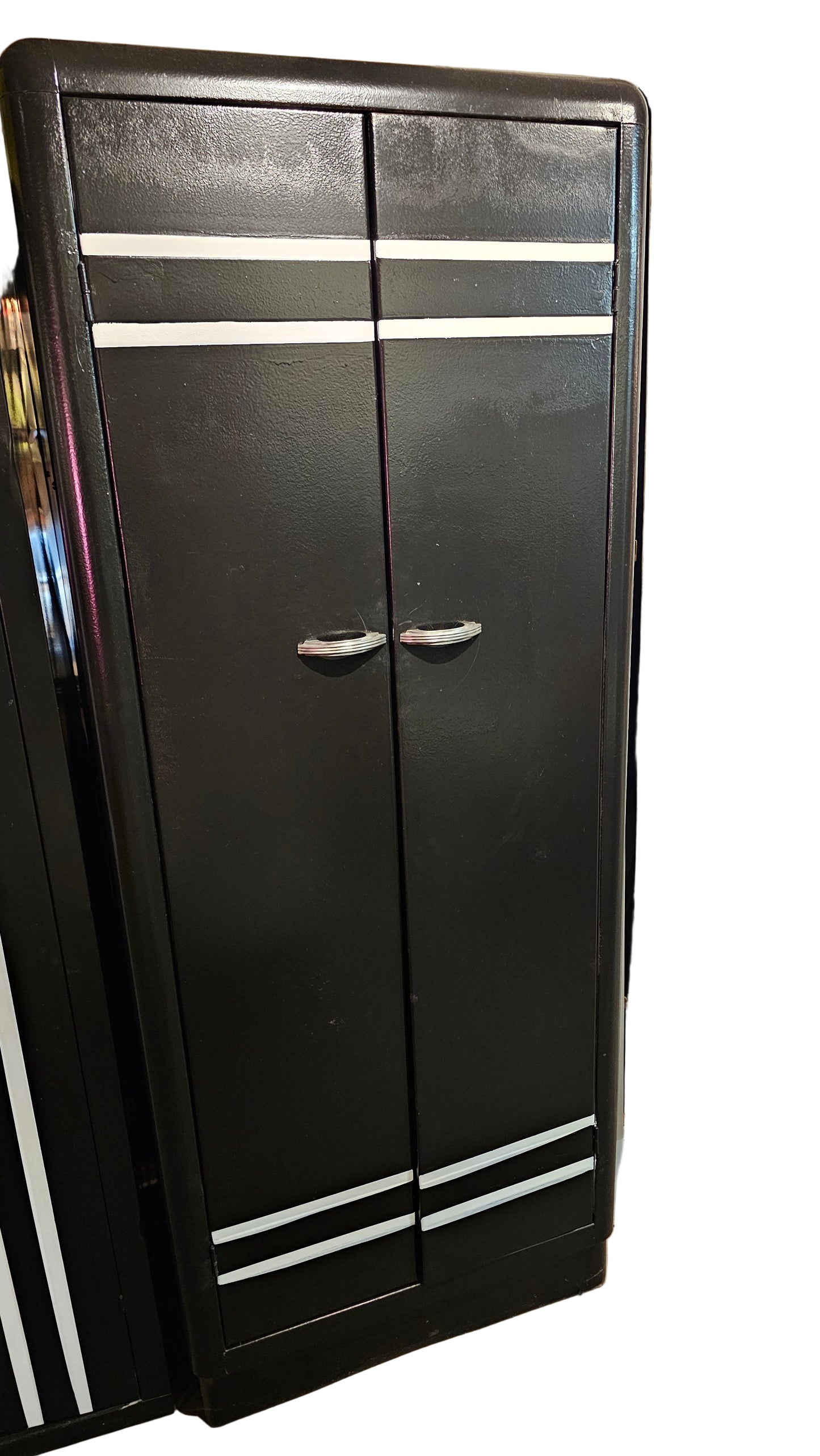 Art Deco Black Metal Wardrobe Cabinet