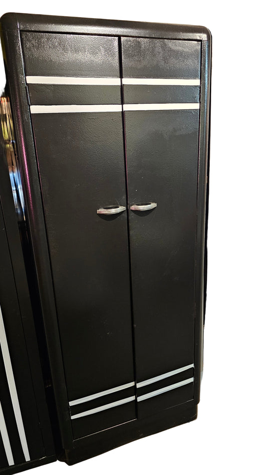 Art Deco Black Metal Wardrobe Cabinet
