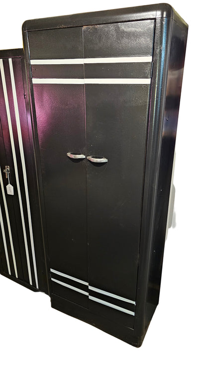 Art Deco Black Metal Wardrobe Cabinet