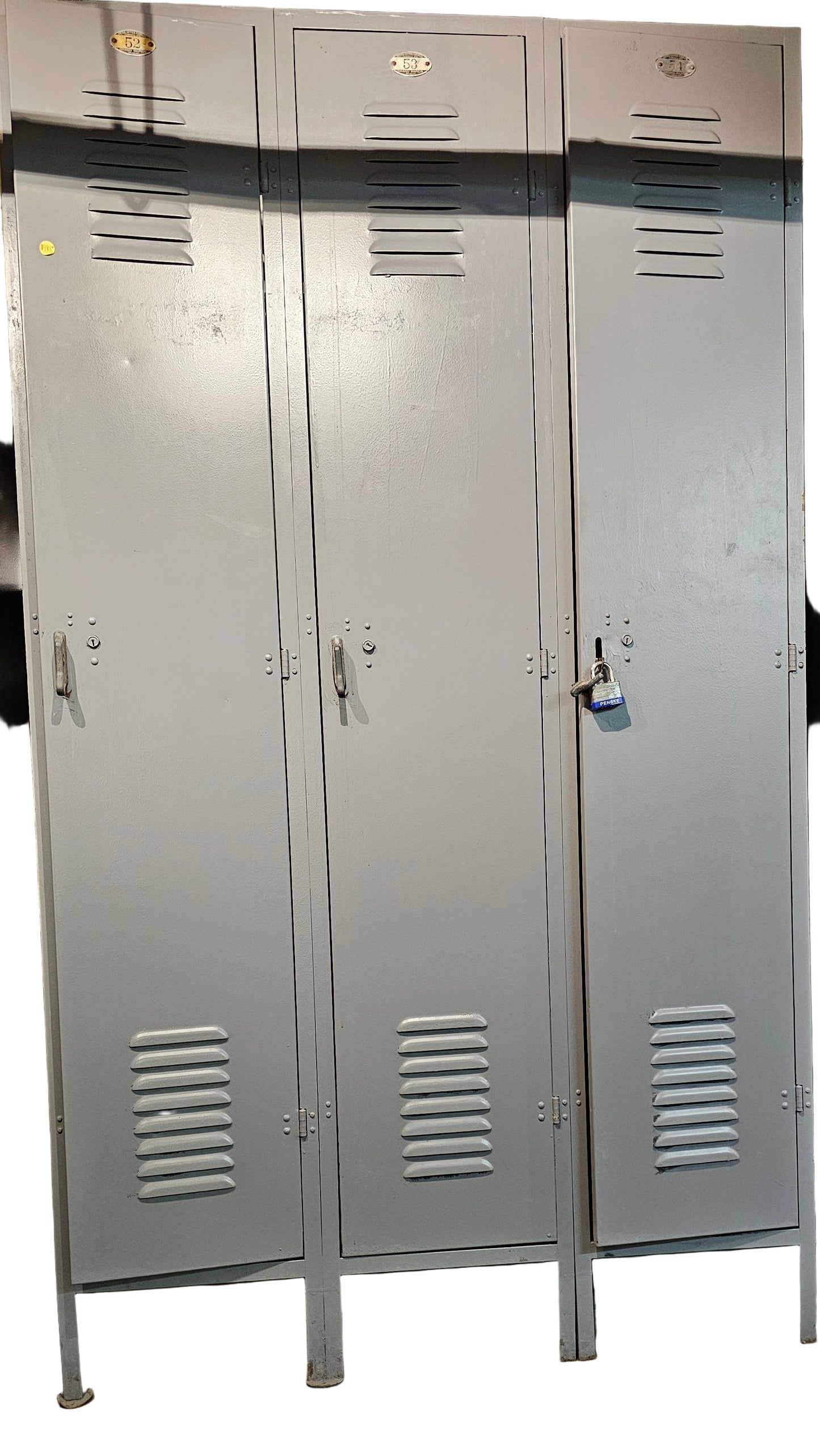 Industrial Grey Metal Locker Trio