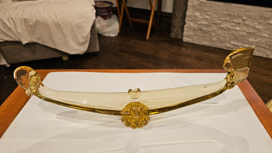 Elongated Amber Art Glass Centerpiece