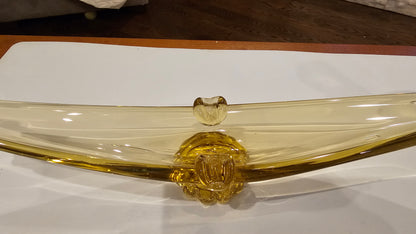 Elongated Amber Art Glass Centerpiece