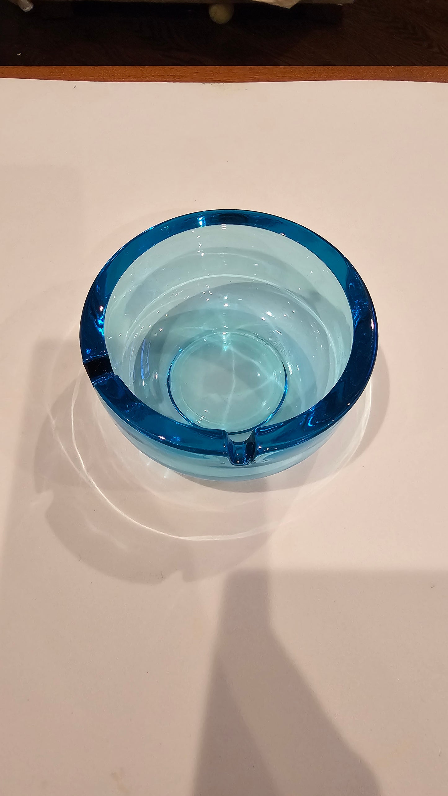 Cobalt Rim Aqua Glass Ashtray