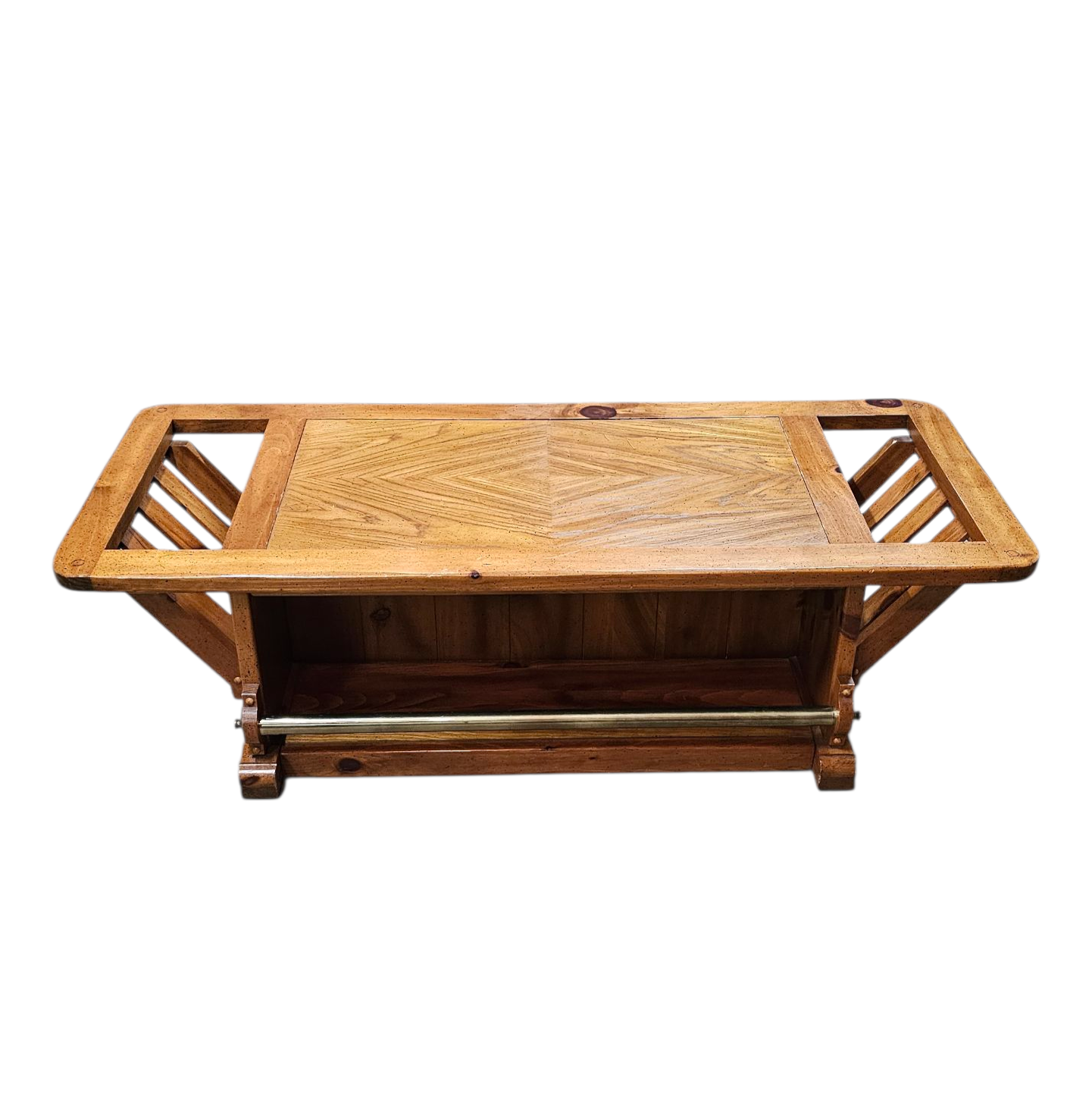 Coffee Table | Rustic Pine & Brass Spindle
