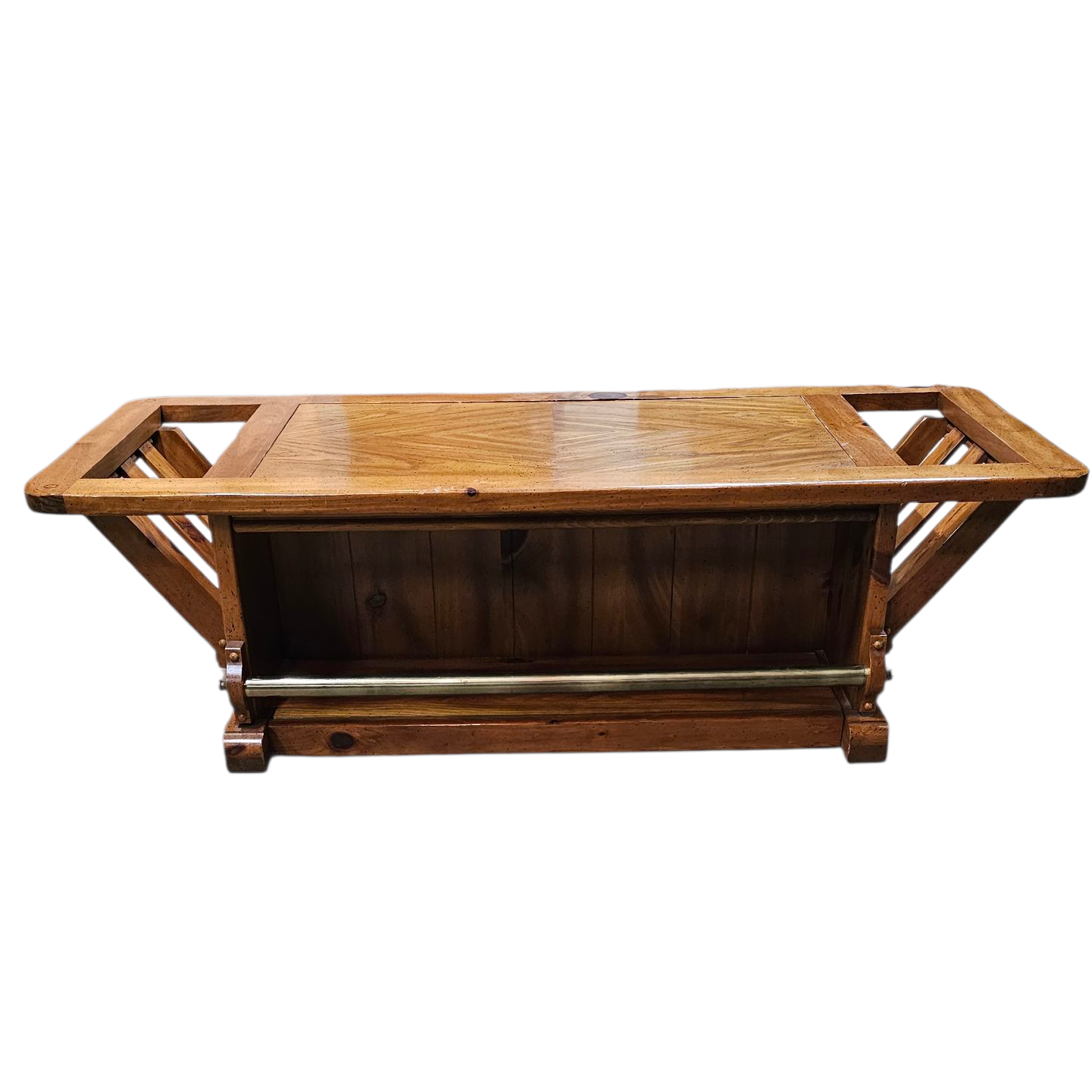 Coffee Table | Rustic Pine & Brass Spindle