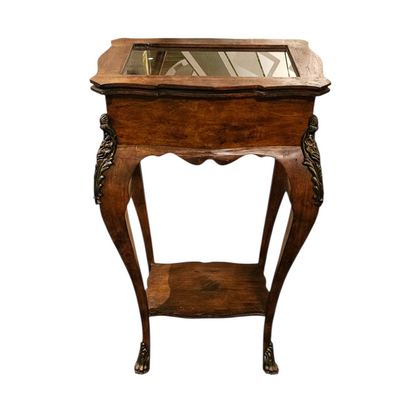 Side Table | Antique Glass-Top Display
