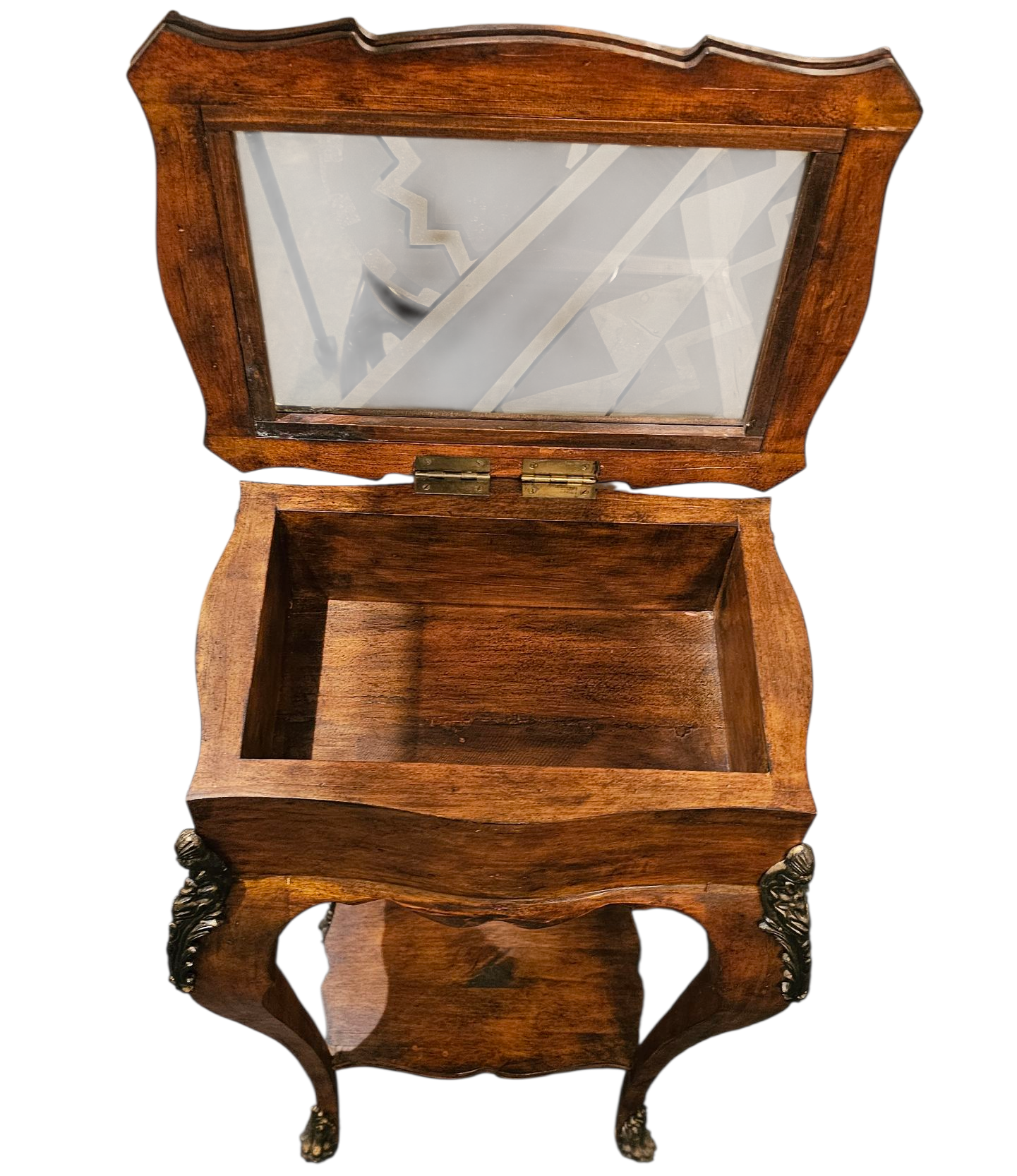 Side Table | Antique Glass-Top Display