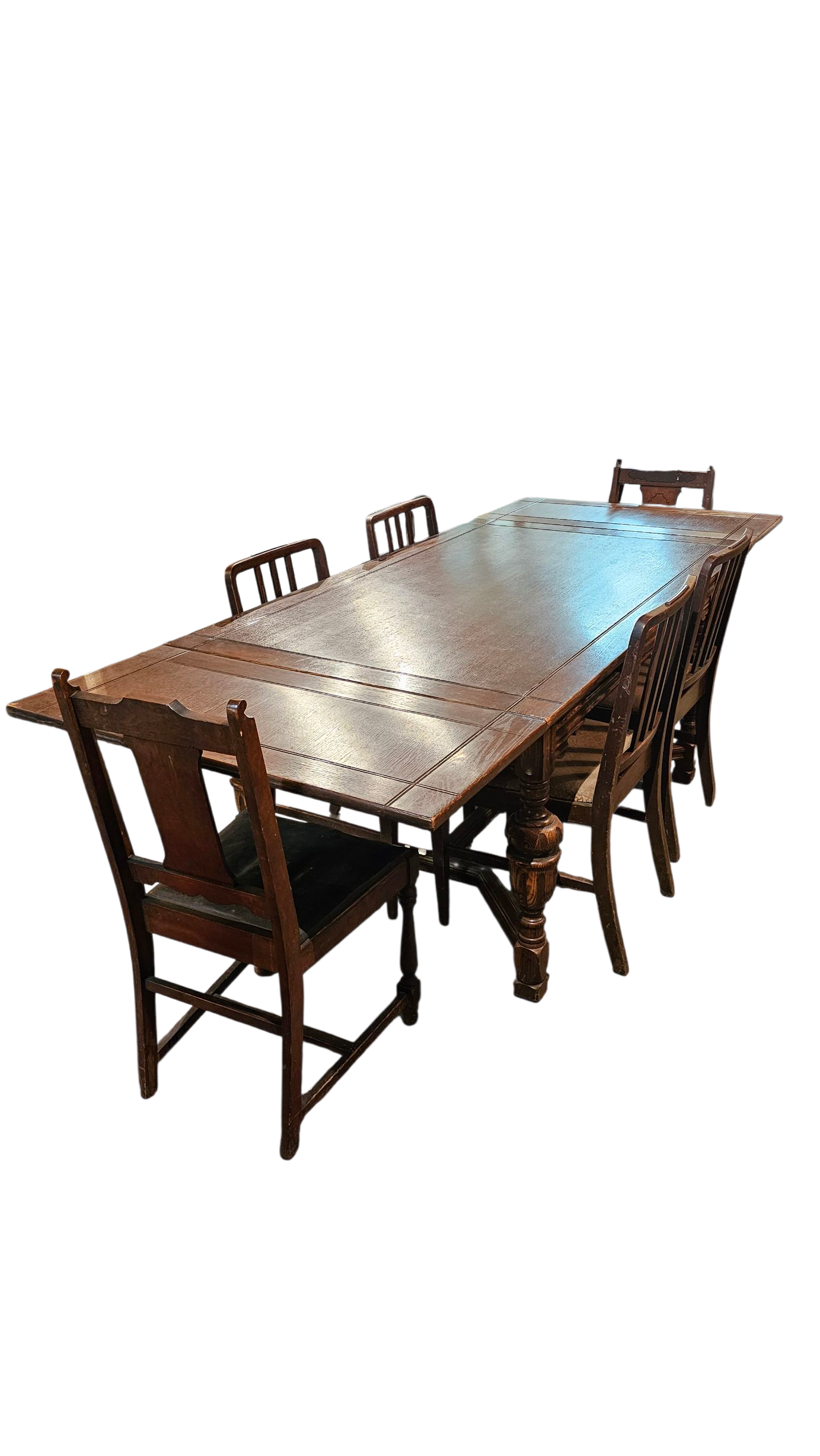 Dining Table & 6 Chair Set | Antique Carved Wood