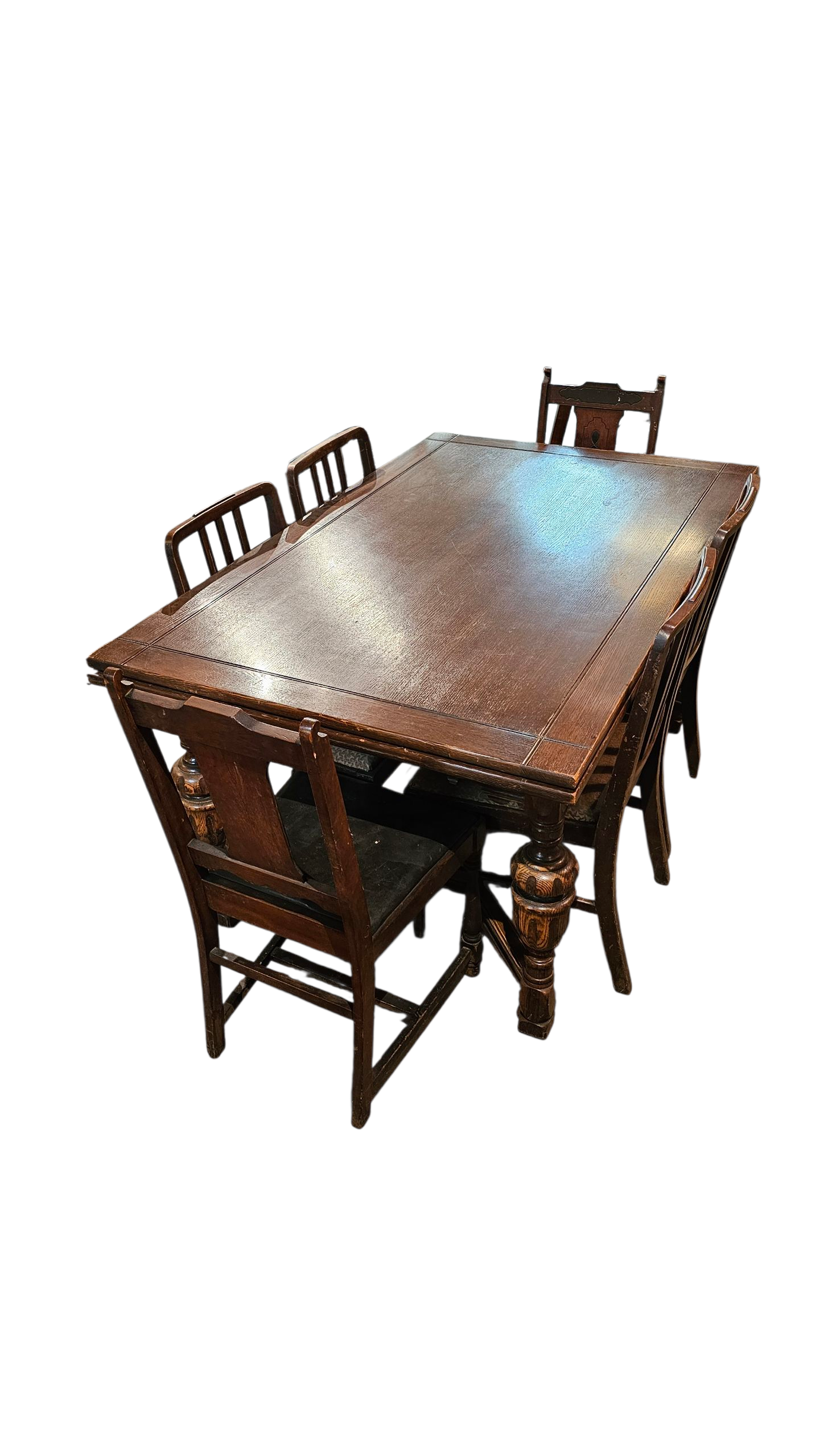 Dining Table & 6 Chair Set | Antique Carved Wood