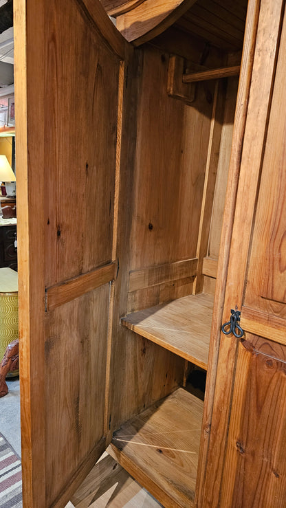 Solid Wood Wardrobe Armoire with Paneled Doors & Hand-Forged Hardware