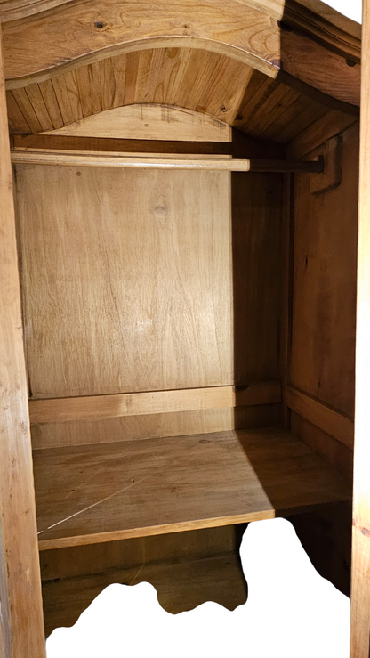 Solid Wood Wardrobe Armoire with Paneled Doors & Hand-Forged Hardware