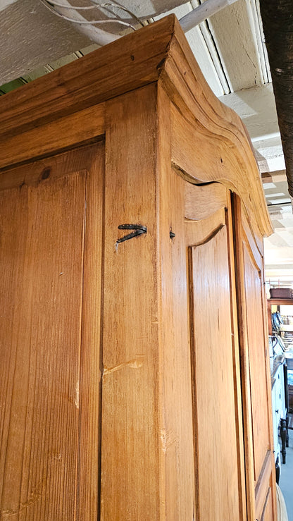Solid Wood Wardrobe Armoire with Paneled Doors & Hand-Forged Hardware