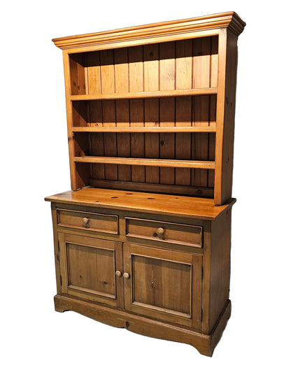 Antique Pine Hutch Sideboard with Open Shelving