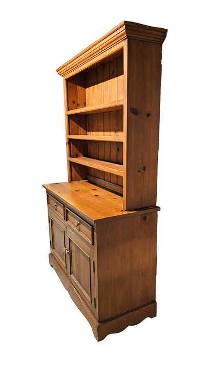 Antique Pine Hutch Sideboard with Open Shelving