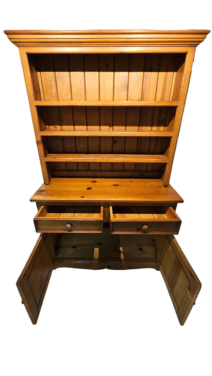 Antique Pine Hutch Sideboard with Open Shelving